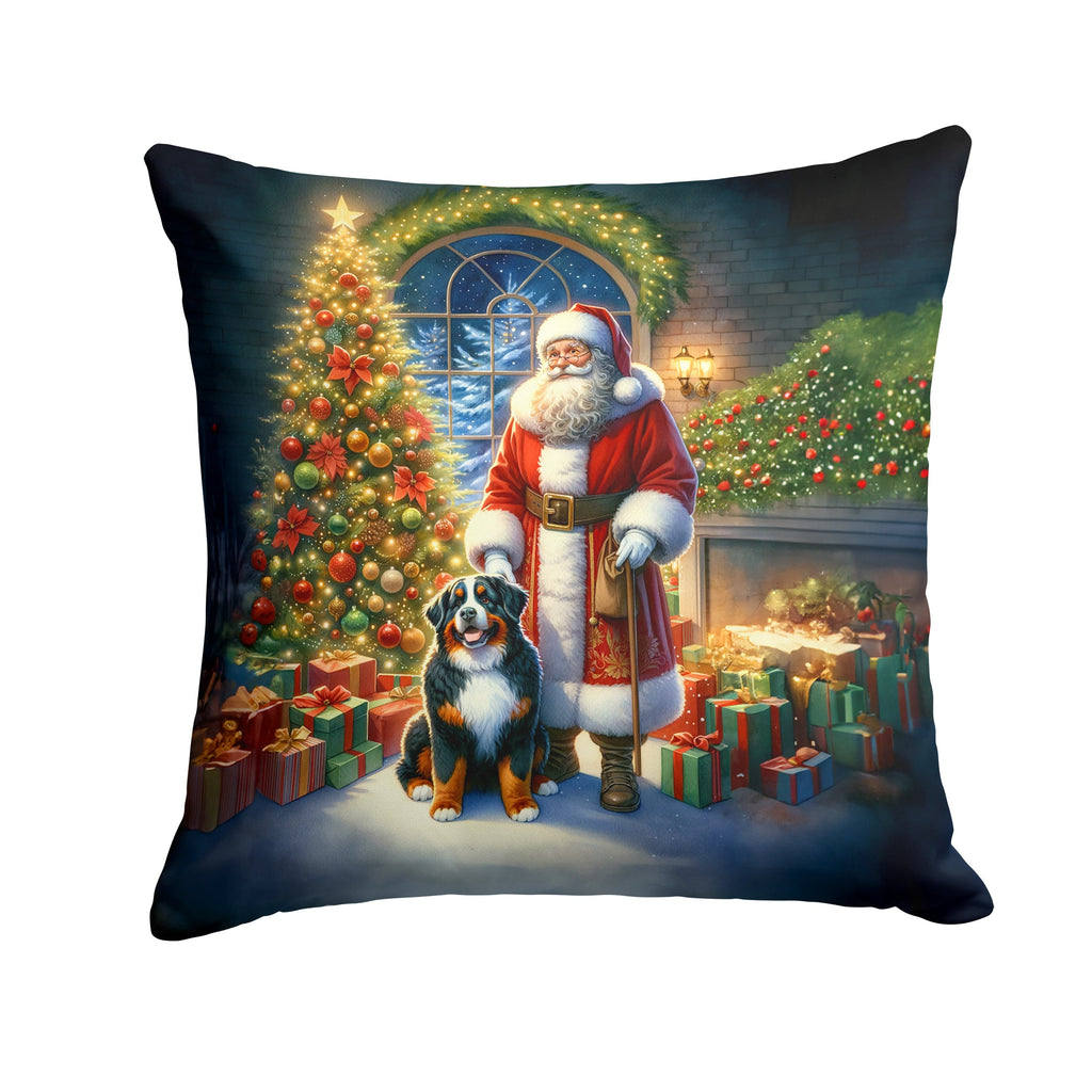 Bernese Mountain Dog and Santa Claus Throw Pillow