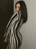 Tossy Knit Striped Long Wrap Dress for Women Fashion