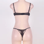 Eyelash Lace Bra and Thong Lingerie Set