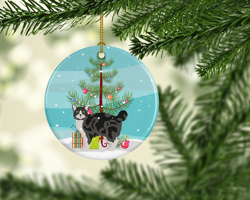 Manx Cat Christmas Ceramic Ornament