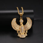 Horus Eagle Ankh Cross Pendant Necklace in Stainless Steel