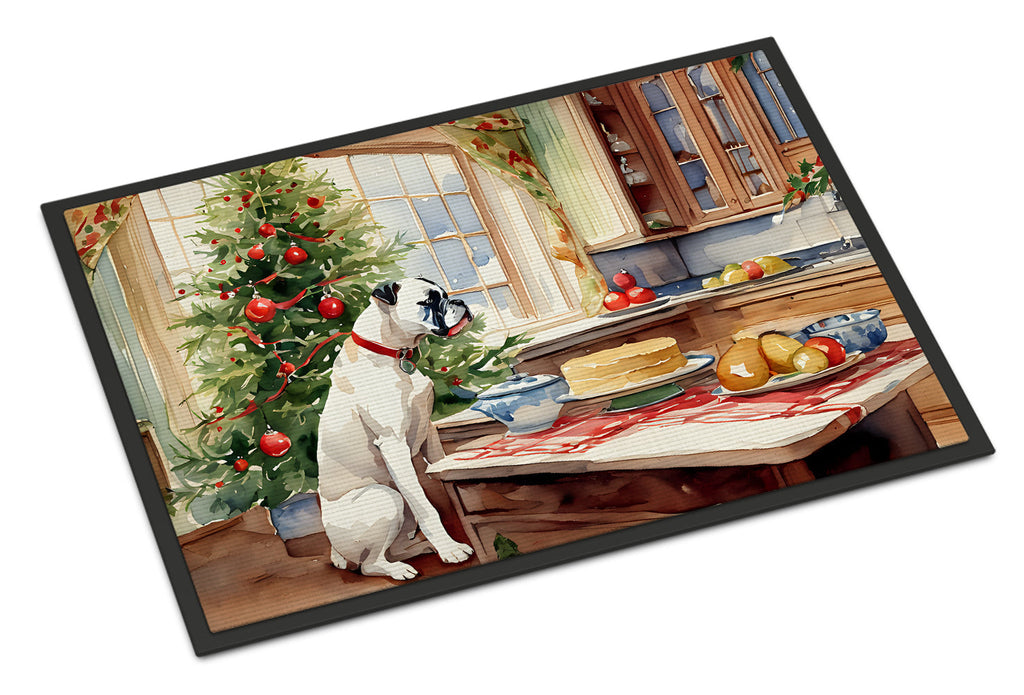 White Boxer Christmas Cookies Doormat
