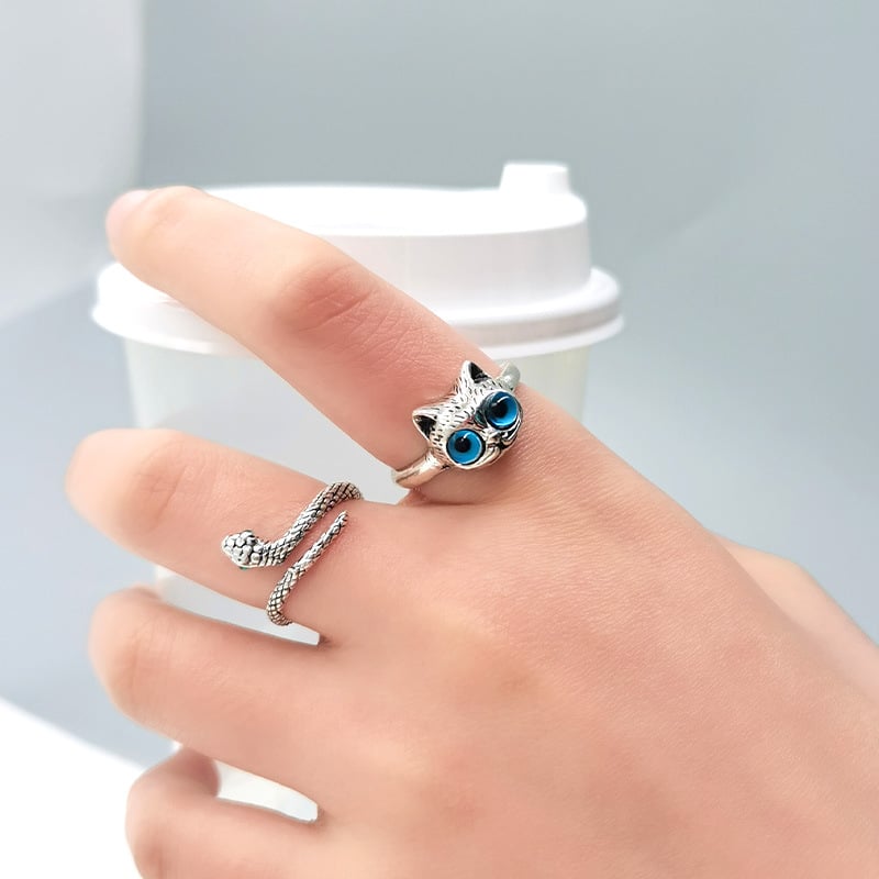 Cat Face Adjustable Ring