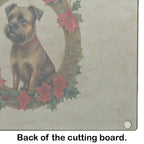 Border Terrier Christmas Flowers Glass Cutting Board