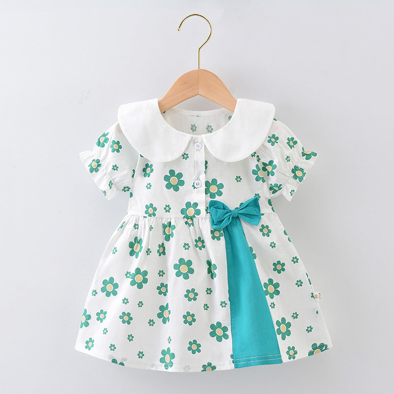 Girls' Summer Short Sleeve Cotton Dress 2024 New Style