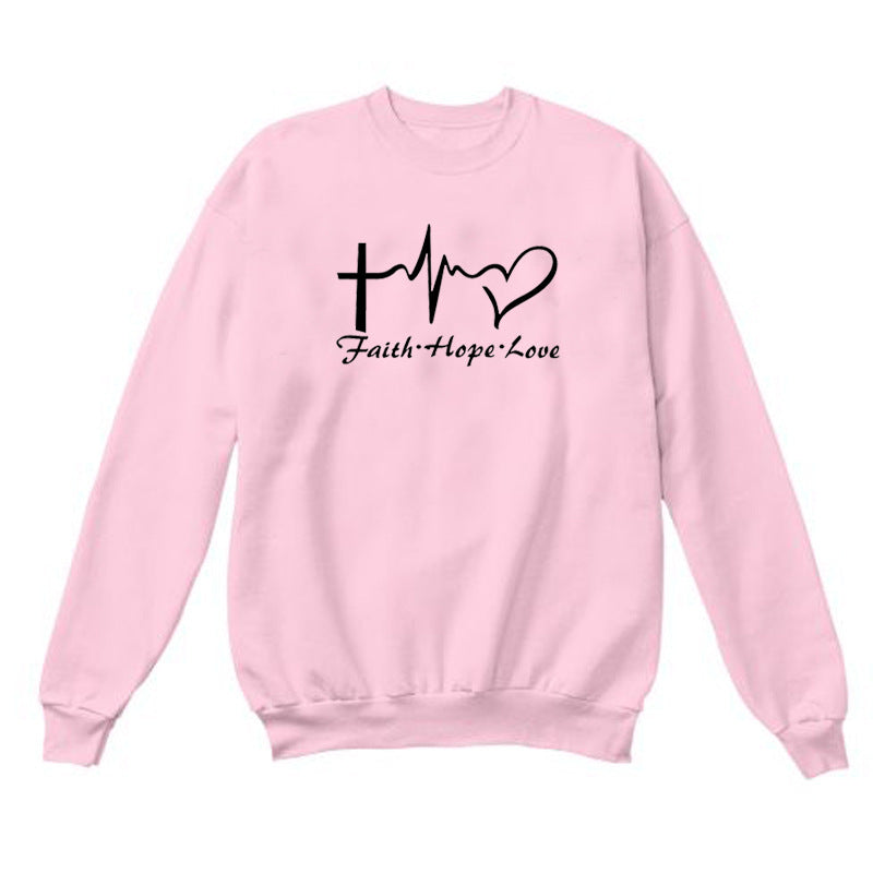 Faith Hope Love Graphic Long Sleeve Hoodie | Streetwear