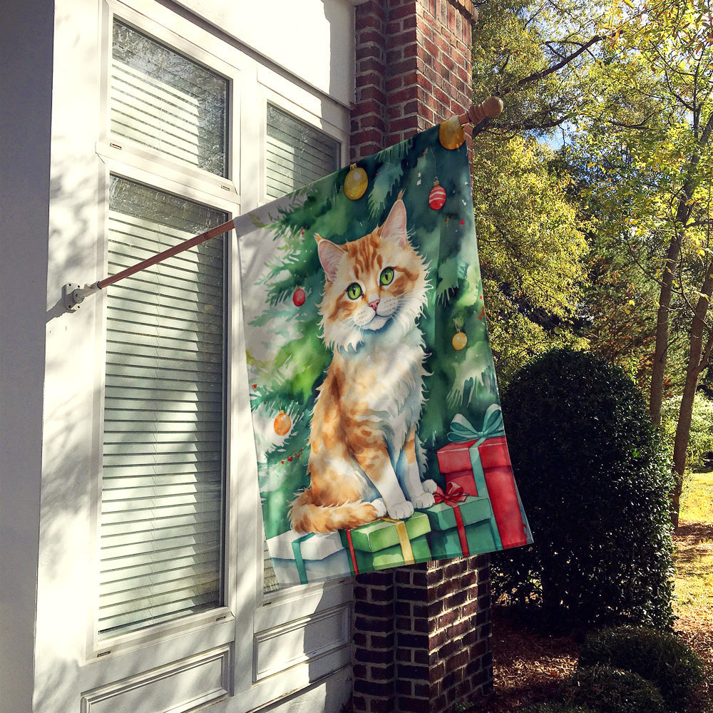Skookum Cat By the Christmas Tree House Flag