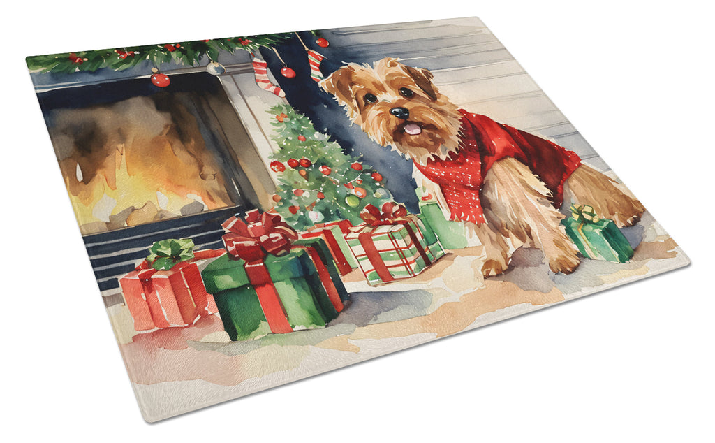 Norfolk Terrier Cozy Christmas Glass Cutting Board
