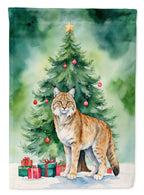 Highlander Lynx Cat By the Christmas Tree House Flag