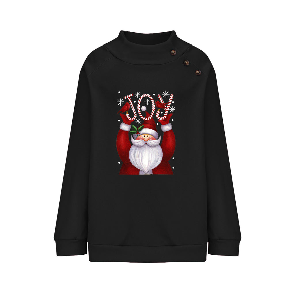 Printed Button Christmas Long Sleeve Sweatshirt for Women | Streetwear