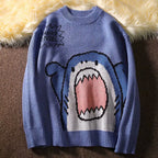 Men's Round Neck Shark Sweater - Korean Style Pullover | Streetwear