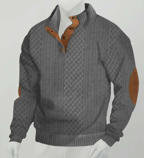 Stand Collar Long Sleeve Jacquard Knitted Pullover Sweater | Streetwear