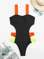 Women's Color Board Strap Sexy One-Piece Swimsuit