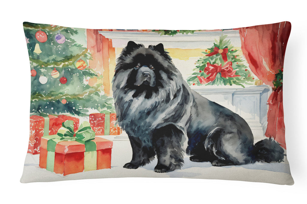 Black Chow Chow Christmas Throw Pillow