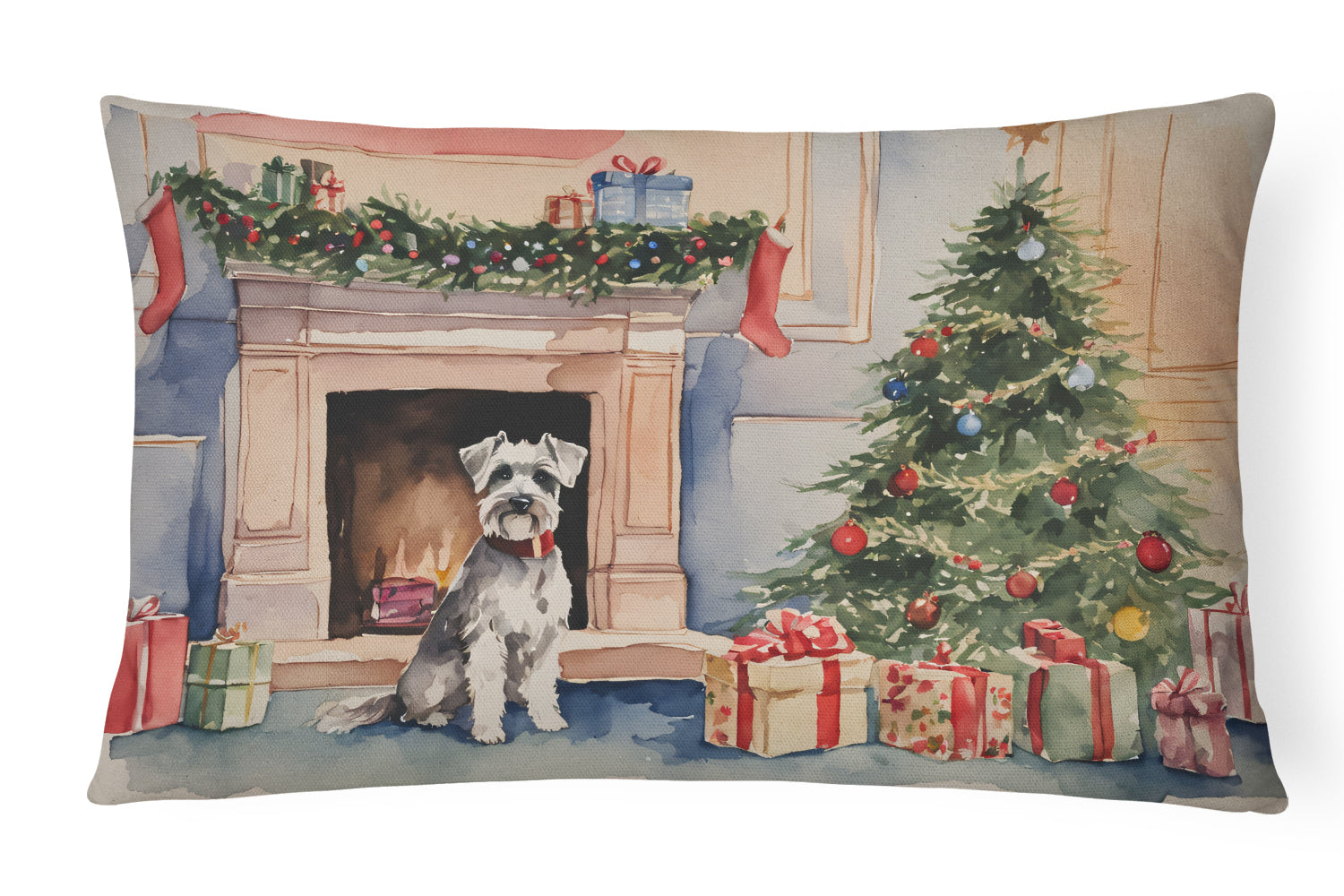 Schnauzer Christmas Throw Pillow