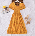 Floral Off-Shoulder Dress with Flared Hem for Women