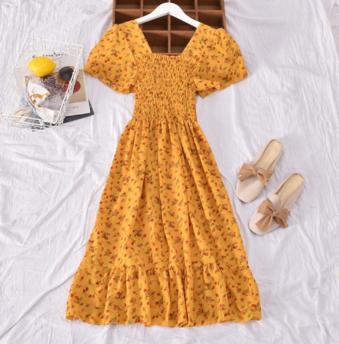 Floral Off-Shoulder Dress with Flared Hem for Women