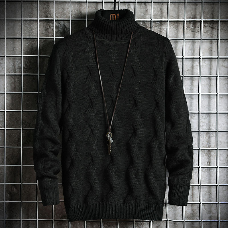 Men's Solid Color Sweater with Turn-over Collar