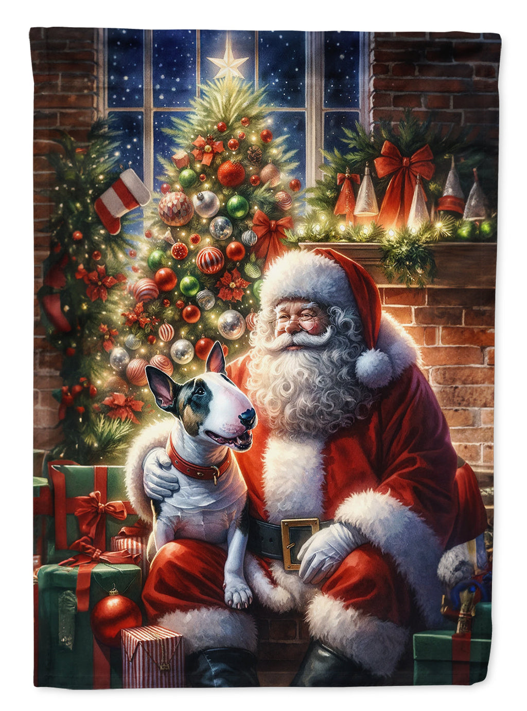 English Bull Terrier and Santa Claus Garden Flag