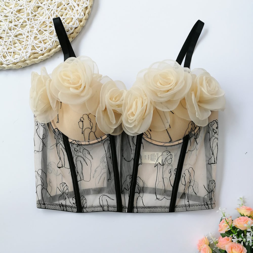 Embroidered Flower Tube Top Beauty Camisole Vest