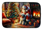 Old English Sheepdog and Santa Claus Dish Drying Mat