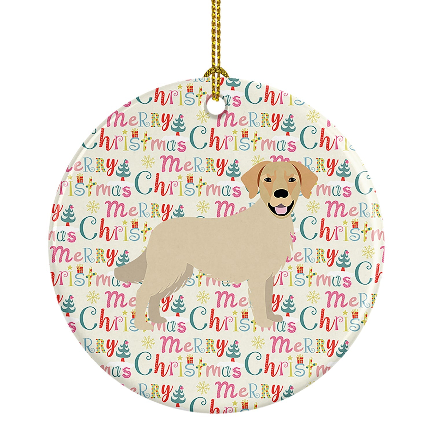 Golden Retriever Merry Christmas Ceramic Ornament