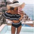 2020 New Sexy Color Block One-Shoulder Swimsuit