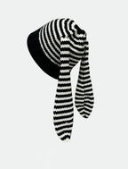 Cute Rabbit Ears Striped Knit Wool Beanie Hat | Embroidered Cap