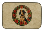 American English Coonhound Christmas Flowers Dish Drying Mat