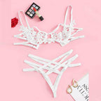 Lace Lingerie Set with Sheer Design (3-Piece)