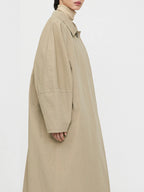 Women’s Mid-Length Cotton Trench Coat with Doll Sleeves