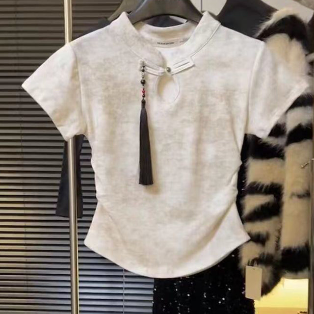 Women's Retro Short Sleeve T-Shirt Jacket for Spring | Streetwear