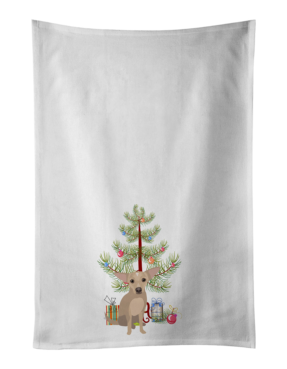 Chihuahua Silver Christmas Kitchen Towel Set of 2