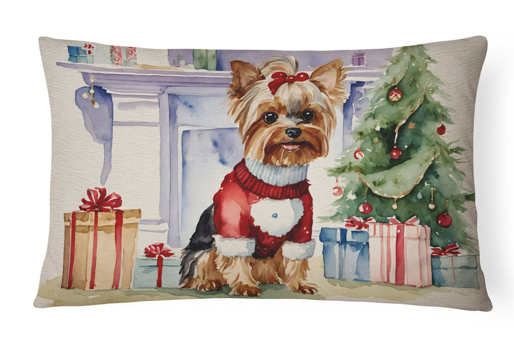 Yorkie Christmas Throw Pillow