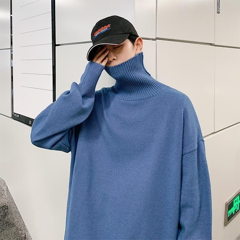 Men's Warm Turtleneck Sweater in Solid Color