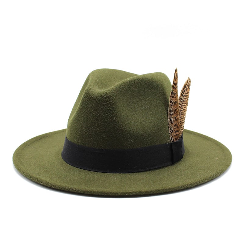 British Style Wool Jazz Hat with Versatile Flat Border | Embroidered Cap