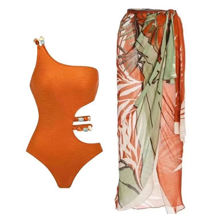 2024 Fashionable Print Bikini with Cover-Up Skirt