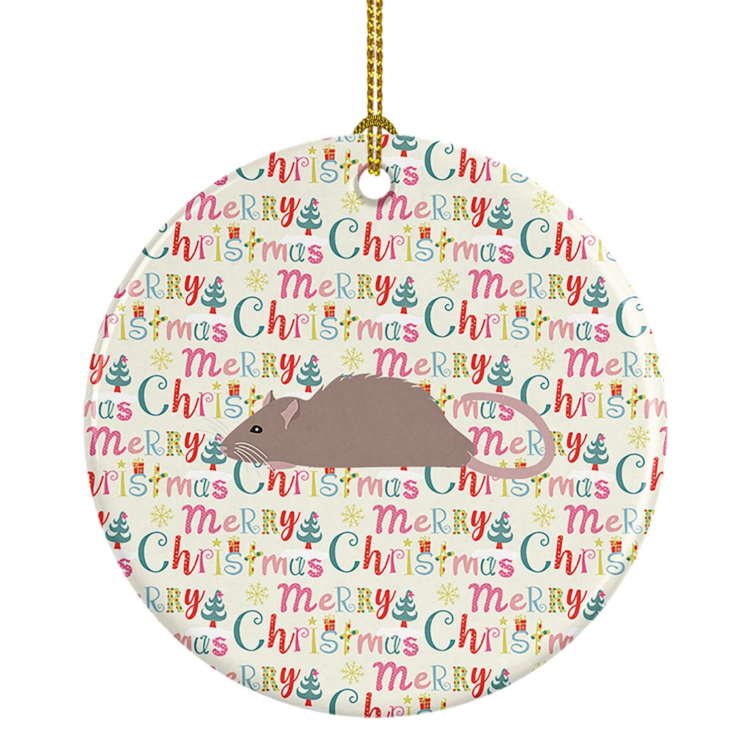 Satin Rat Christmas Ceramic Ornament