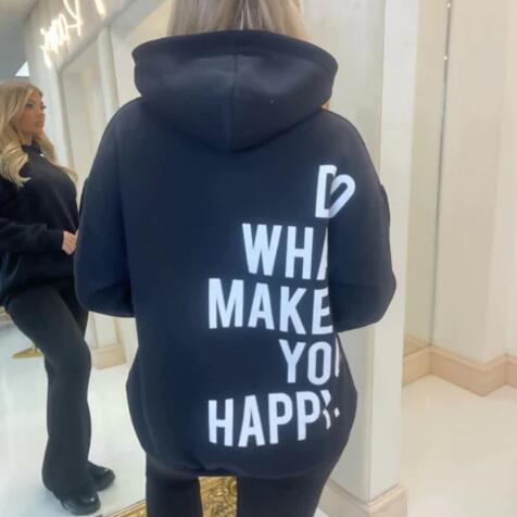 "Hoodie with 'Do What Makes You Happy' Design" | Streetwear