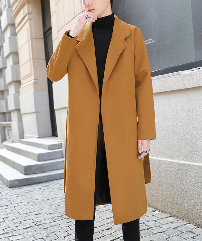 Men's Woolen Trench Coat - Mid-Length Style