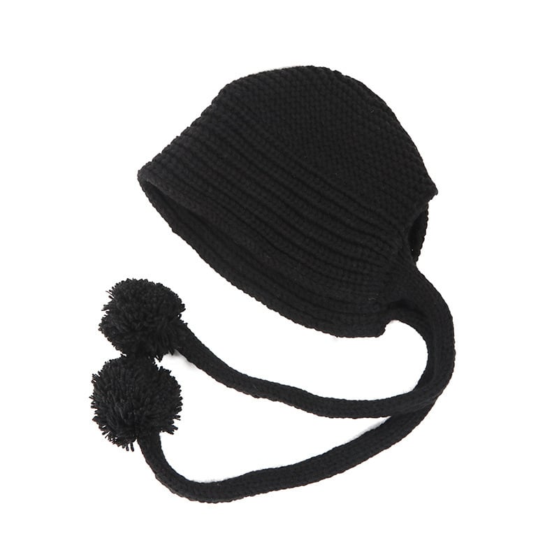 Hand Knitted Women's Long Lace-up Beanie Hat | Embroidered Cap