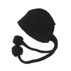 Hand Knitted Women's Long Lace-up Beanie Hat | Embroidered Cap
