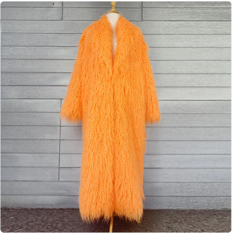 Women's Winter Leather Fur Coat