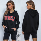 Casual Ladies Hooded Sweatshirt with Letter Print | Streetwear
