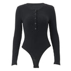 2024 Women's V-Neck Long Sleeve Knit Bodysuit