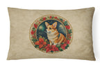Corgi Christmas Flowers Throw Pillow