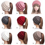 Pony Beanie Super Cute Cable Knit Hat | Embroidered Cap