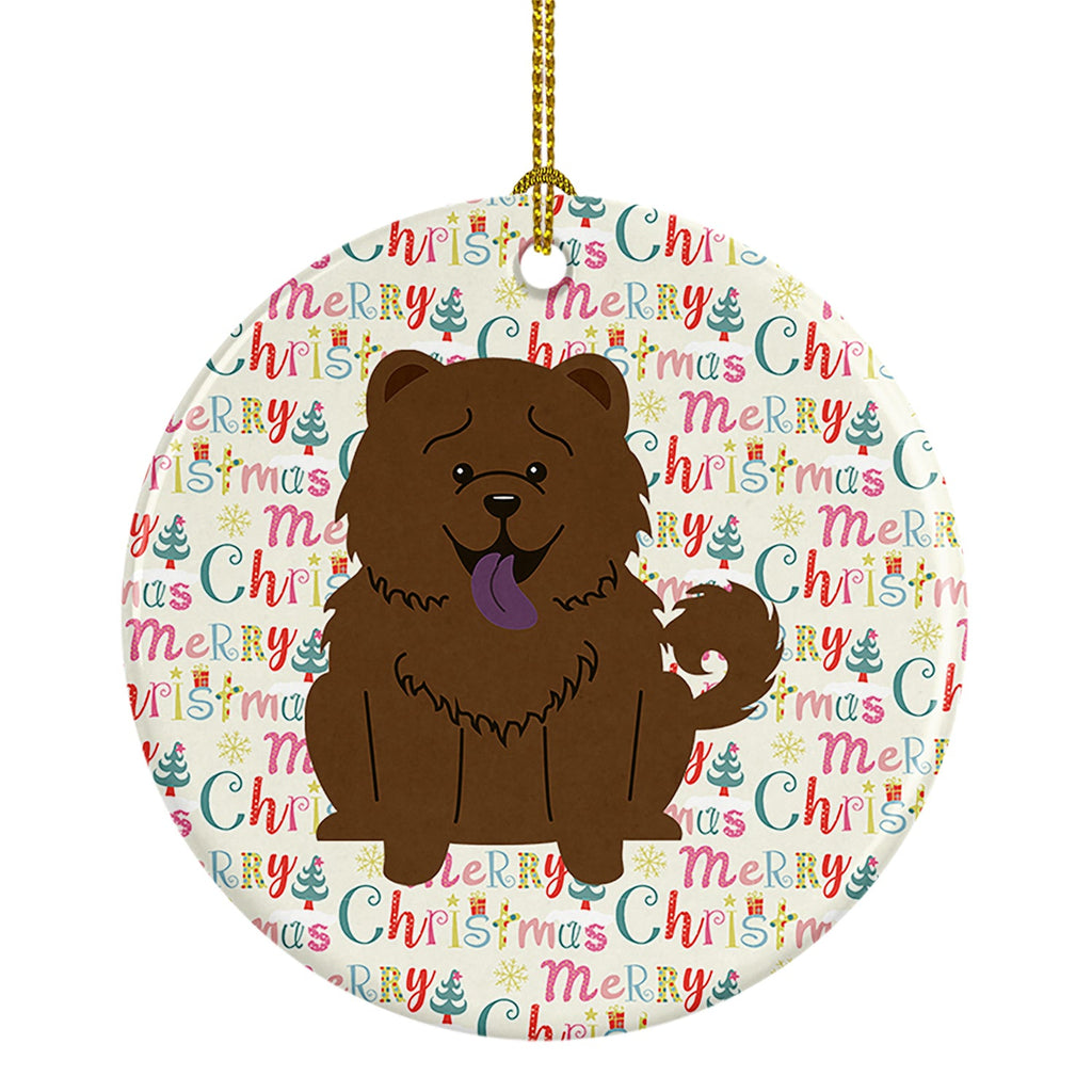 Merry Christmas Chow Chow Chocolate Ceramic Ornament
