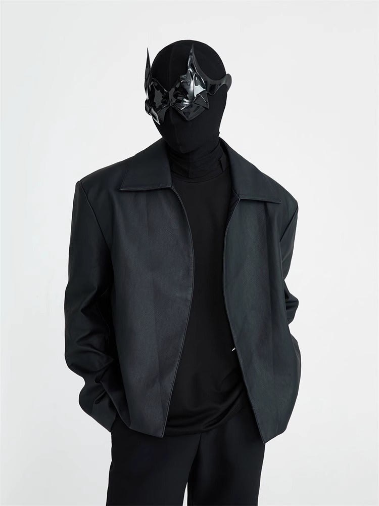 Minimalist PU Leather Jacket for Men - Spring/Fall 2024