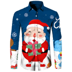 Men's Casual Christmas Cotton Spandex Shirt